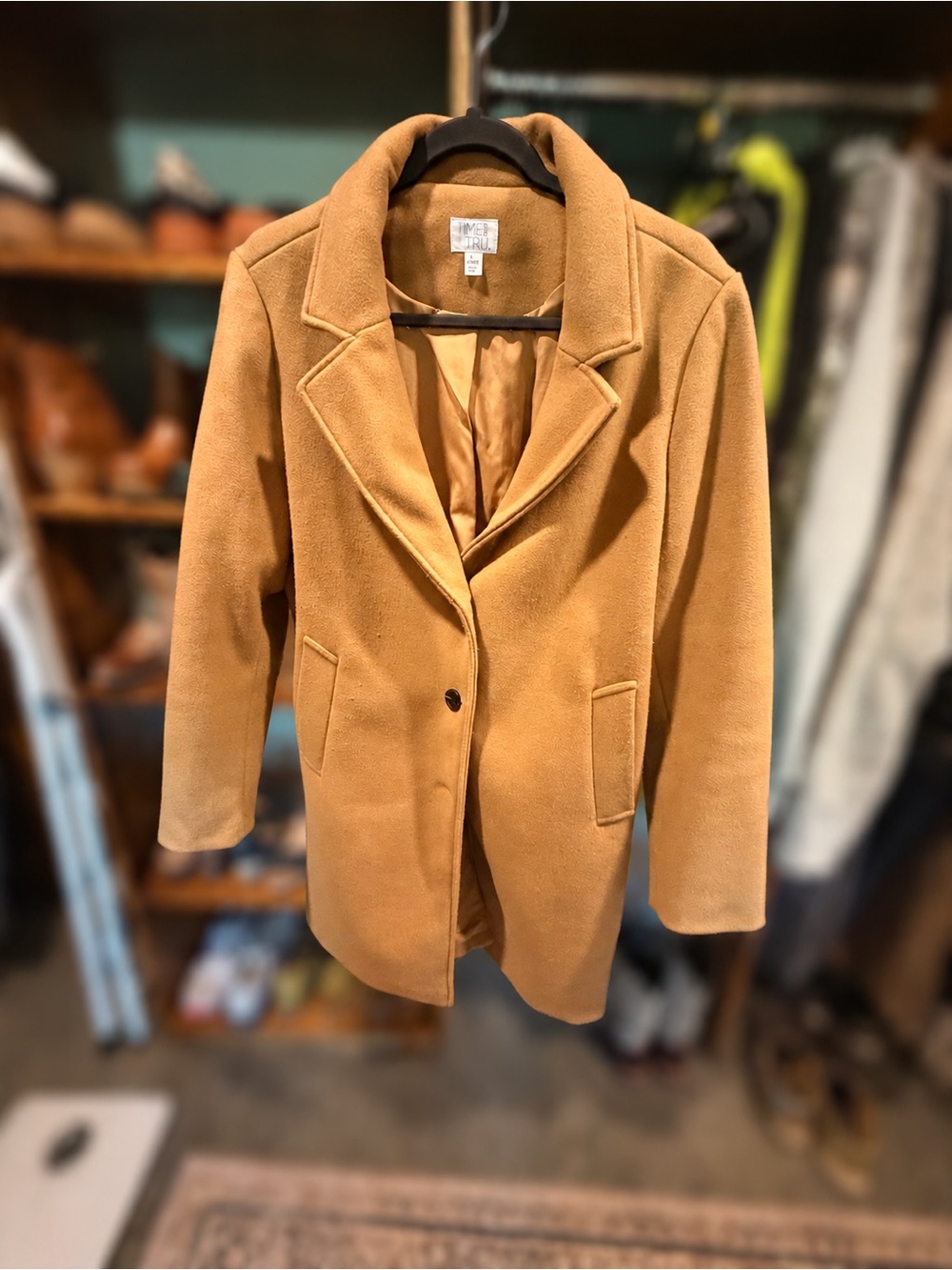 Time and Tru Camel Single-Button Peacoat